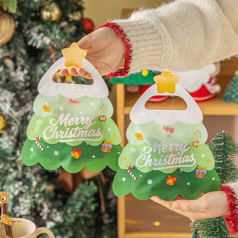 圣诞节饼干包装袋密封拉链卡通透明太妃糖果雪花酥曲奇巧克力零食