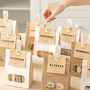 开窗透明礼品袋雪花酥糖果饼干鲜花结婚送伴手礼物手提拎牛皮纸袋