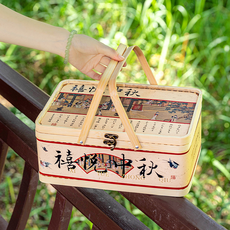 月饼礼盒中式国风竹编包装盒子空2025新款高档端级感轻奢定制伴手