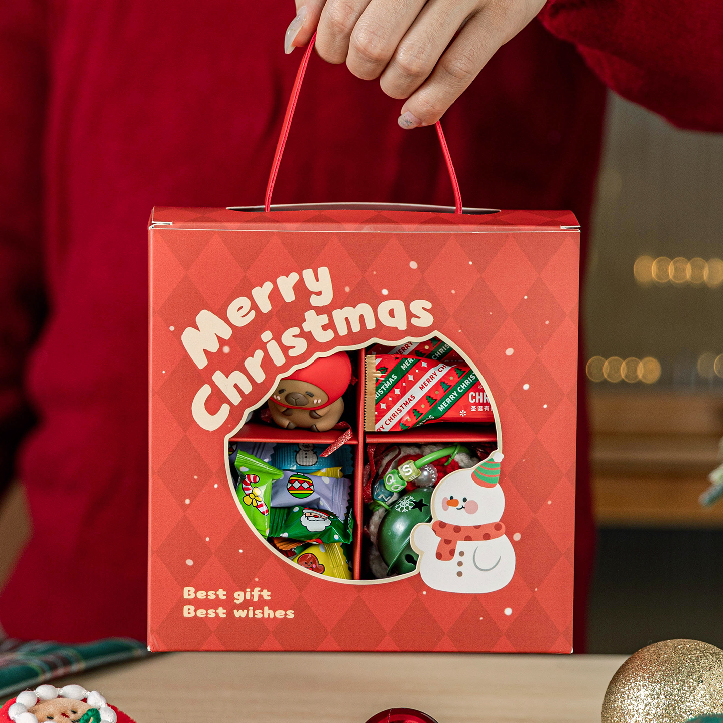 圣诞礼盒空盒礼物品袋平安夜苹果包装耶诞节创意手提糖果雪花酥纸