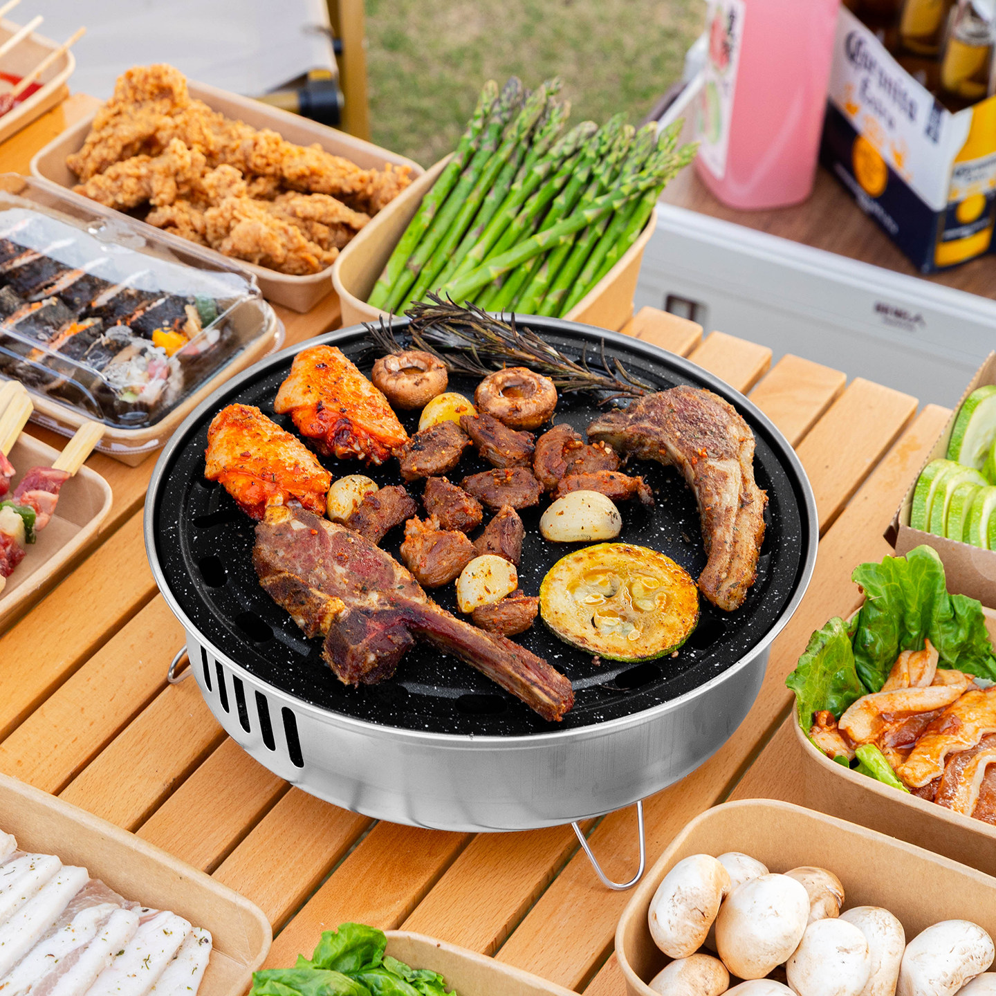 烧烤炉便携式一次性户外家用围炉煮茶野餐露营烤肉专工具套装大号