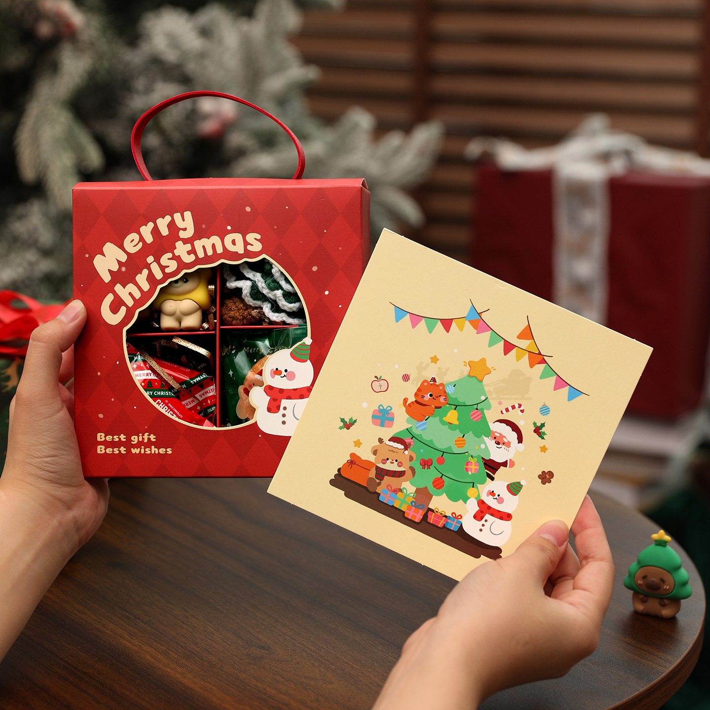 2025新款圣诞节礼品盒空盒子平安苹果包装饰抱抱桶糖果饼干高级感