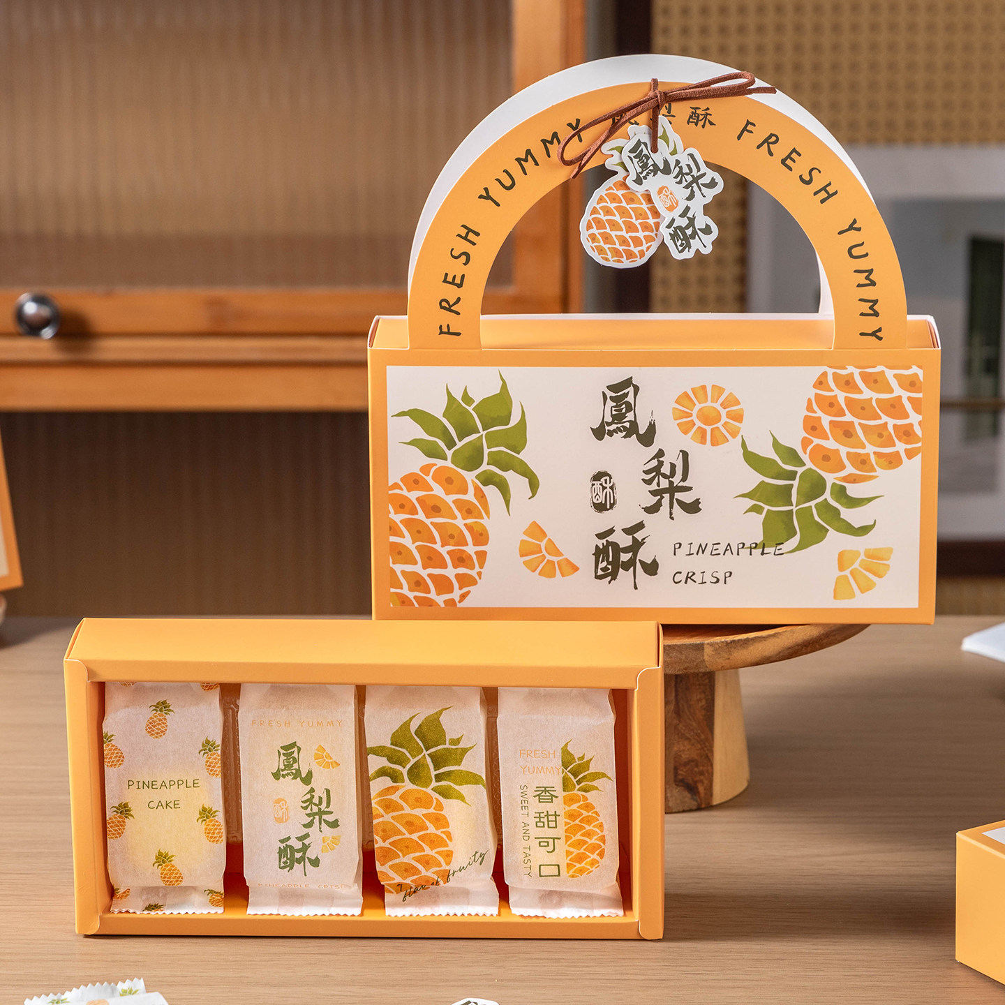 凤梨酥包装盒子6粒8底托手工烘焙独立包装棉纸机封打包袋加厚台湾