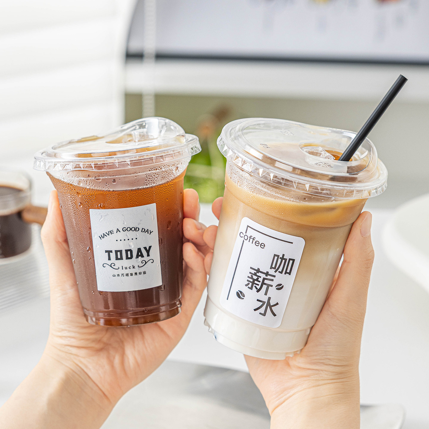 一次性咖啡杯子奶茶带盖pet外出携食品级透明冷饮料塑料果汁加厚
