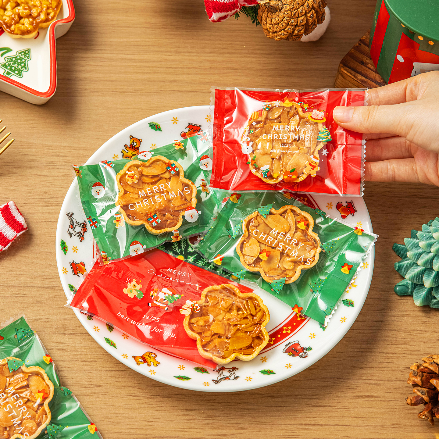 圣诞节糯米船包装袋独立单个机封曲奇饼干雪花酥糖果烘焙礼品盒子