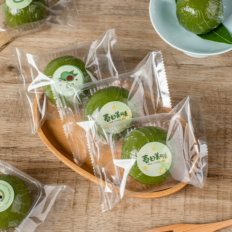 清明节青团透明机封袋塑料托一次性青团包装盒烘焙用具卡通贴纸