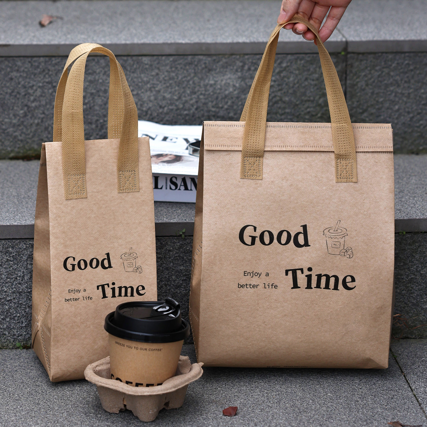 咖啡手提保温袋礼品食物包装方便袋无纺布家用品级外卖一次性加厚,包装,礼品袋/塑料袋,淘宝优惠券,粉丝福利购,淘宝优惠卷