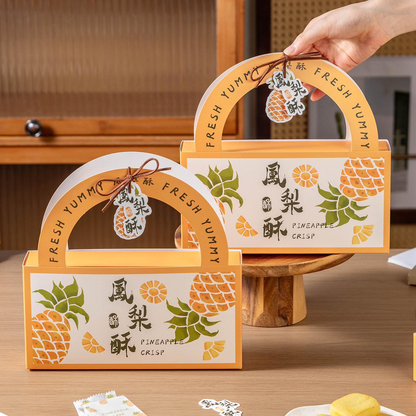 凤梨酥包装盒子6粒8底托手工烘焙独立包装棉纸机封打包袋加厚台湾