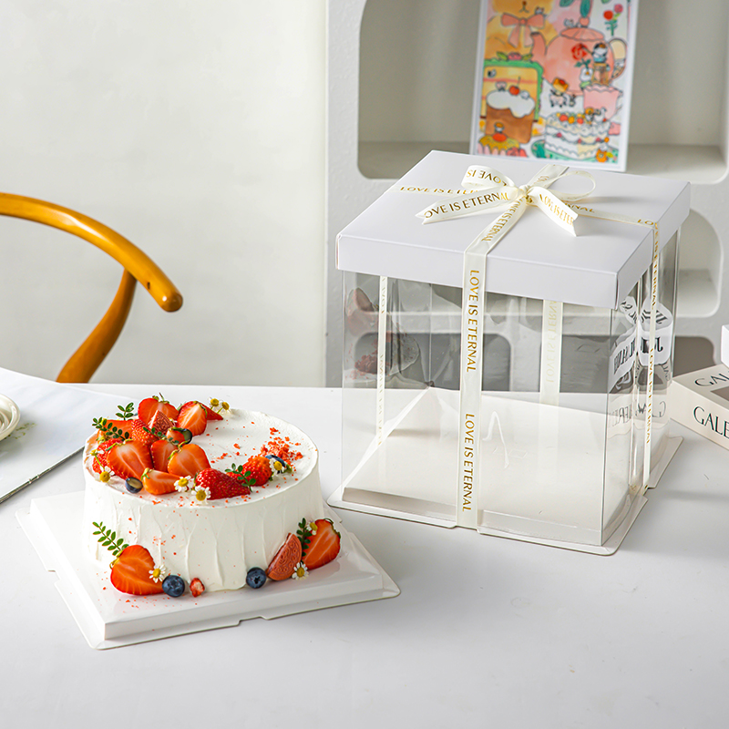 蛋糕盒子包装盒一次性透明六6寸4寸四方形81012八十二大尺寸加高