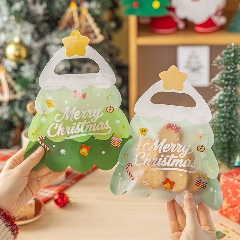 圣诞节饼干包装袋密封拉链卡通透明太妃糖果雪花酥曲奇巧克力零食