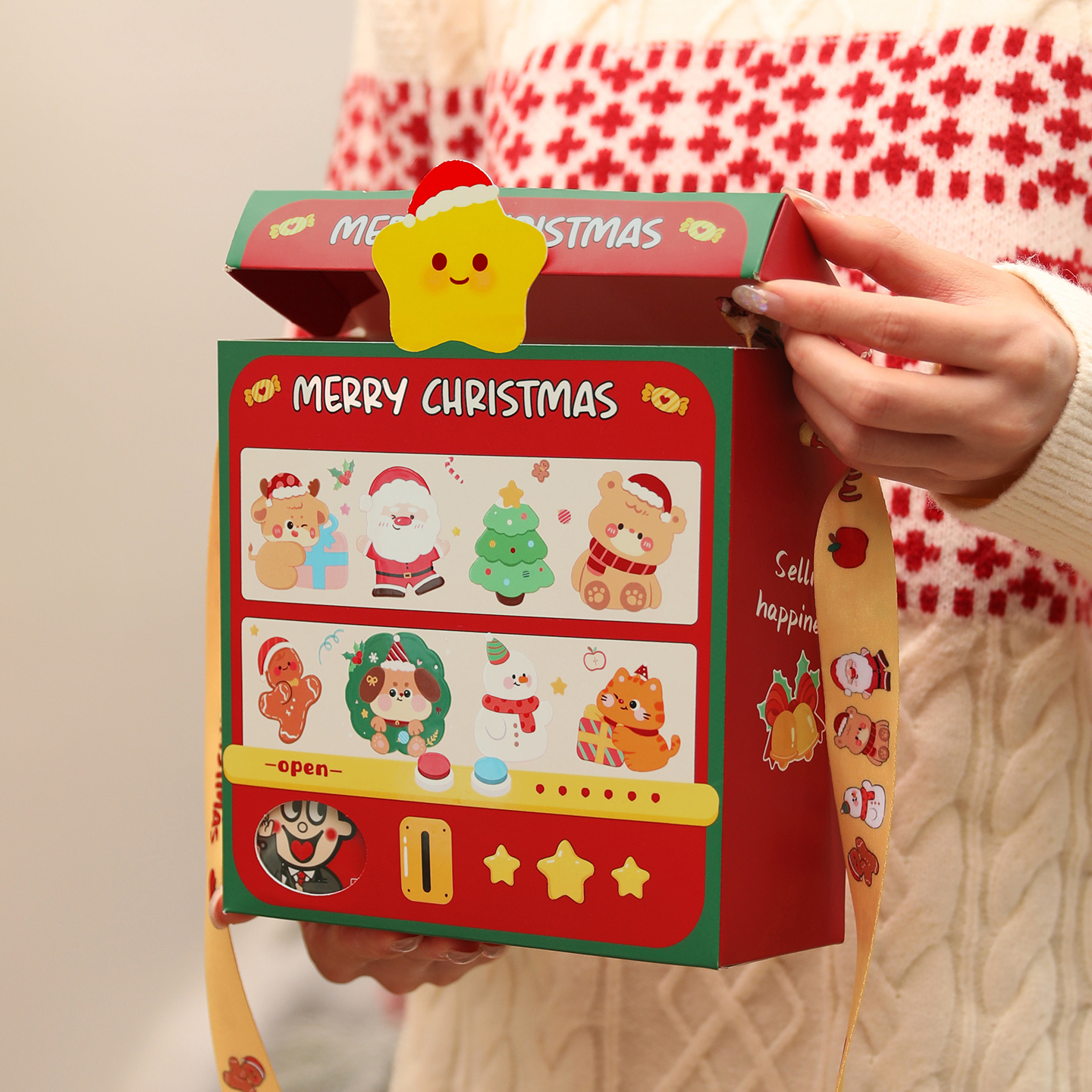 圣诞礼品盒空盒子物儿童平安夜伴手袋创意打包装糖果零食斜挎背带