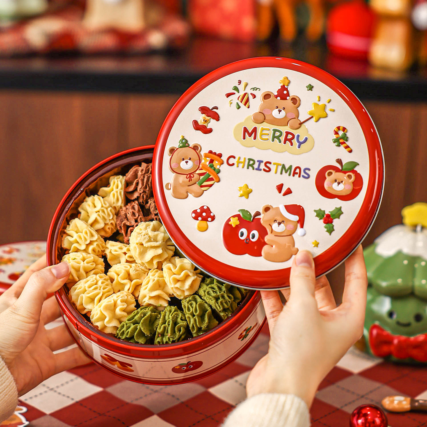 圣诞饼干包装铁盒子马口曲奇糖果雪花酥礼物品空罐儿童零食烘焙节