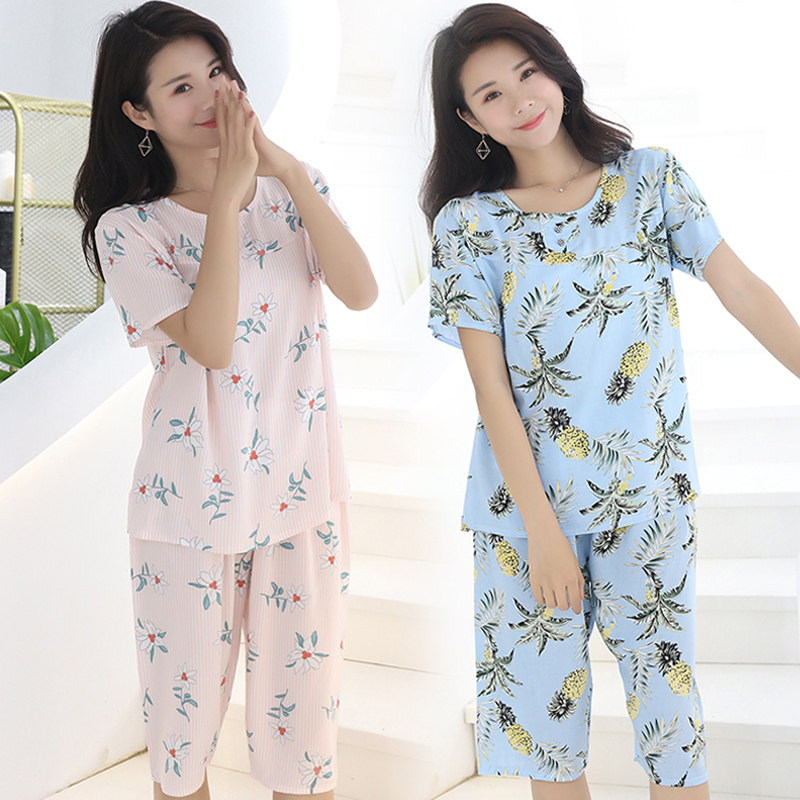 绵绸睡衣女夏季短袖套装宽松薄款可爱大码棉绸家居服人造棉空调服在类目 女士内衣/男士内衣/家居服, 睡衣/家居服套装中 - 来自Buy2taobao.com提供专业的淘宝代购服务