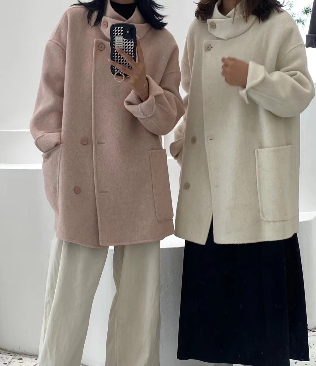 韩国东大门2025秋冬新款双面羊绒大衣女中长款立领宽松小个子外套