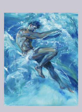 泳池健身男性题材肌肉腹肌人体艺术力量爆发装饰挂画喷画墙面改造