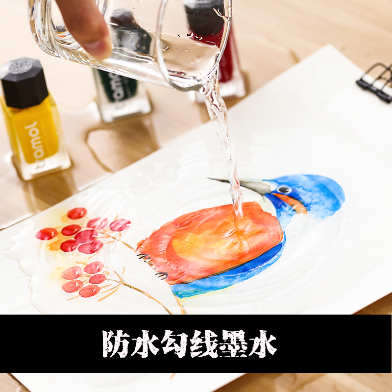 永恒黑彩墨防水墨水绘画tramol