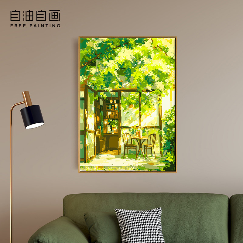 自油自画 数字油画diy手绘填色减压手工填充风景装饰画 夏枝漫窗