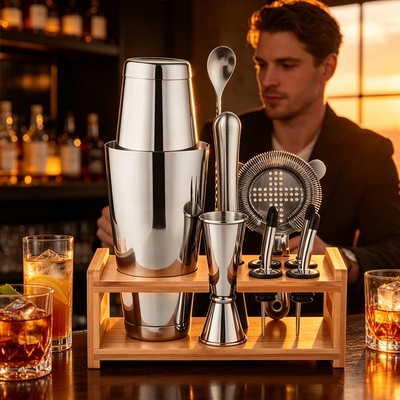 Cocktail shaker set不锈钢鸡尾酒调酒器套装组合摇杯工具雪克杯