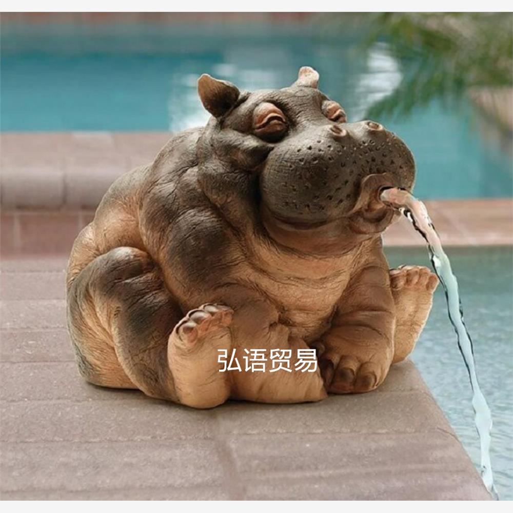 树脂出水犀牛装饰摆件跨