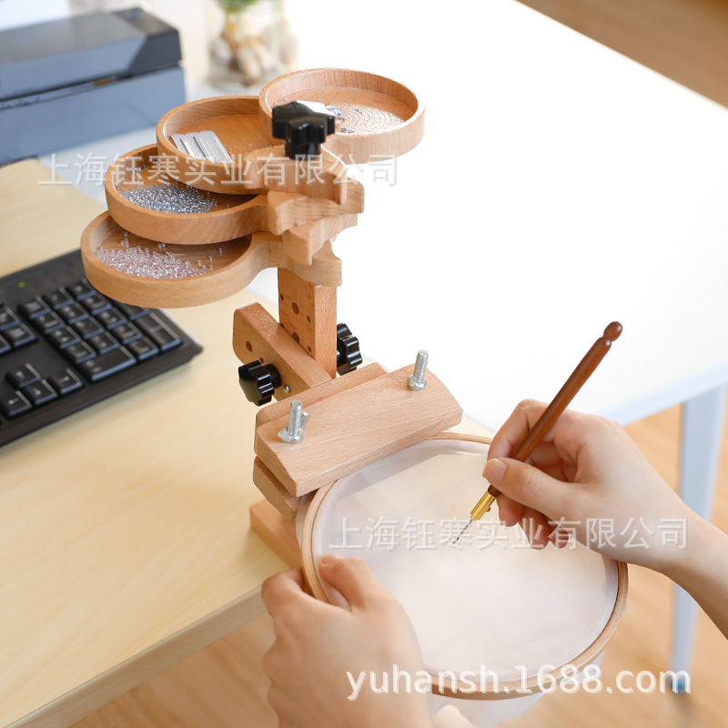 跨境embroider刺绣桌面绣夹刺绣工具榉木绣架可调节夹口绣花绷子