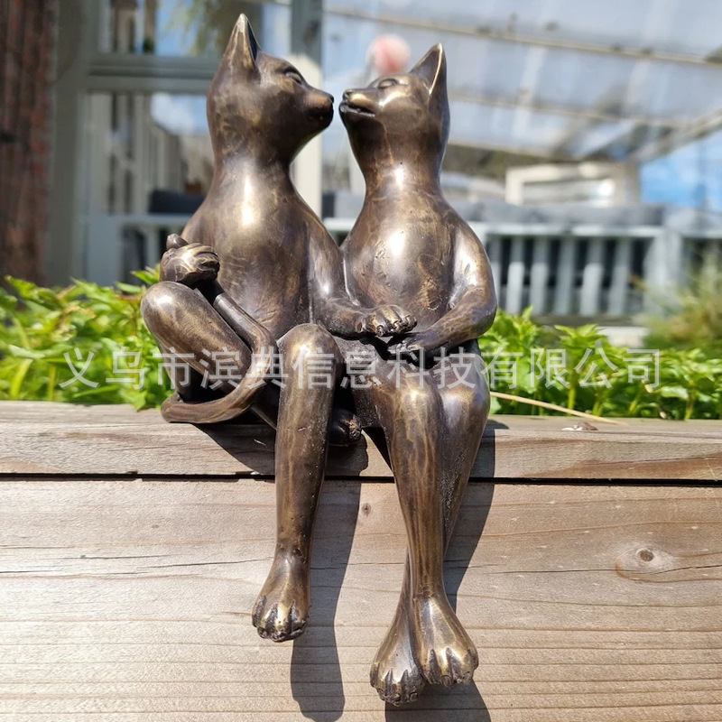 新款小猫约会树脂工艺品