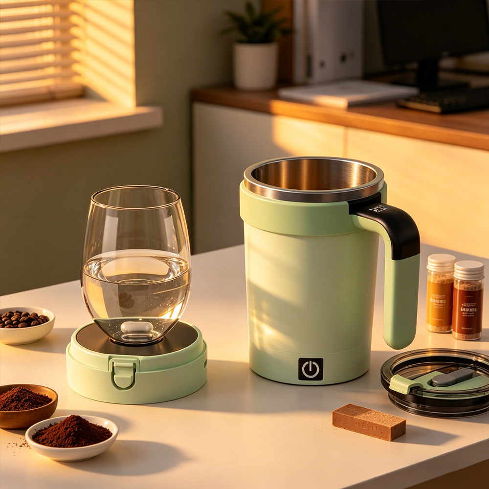跨境Mixing Cup磁力自动搅拌杯电动便携咖啡杯奶昔杯健身保温壶