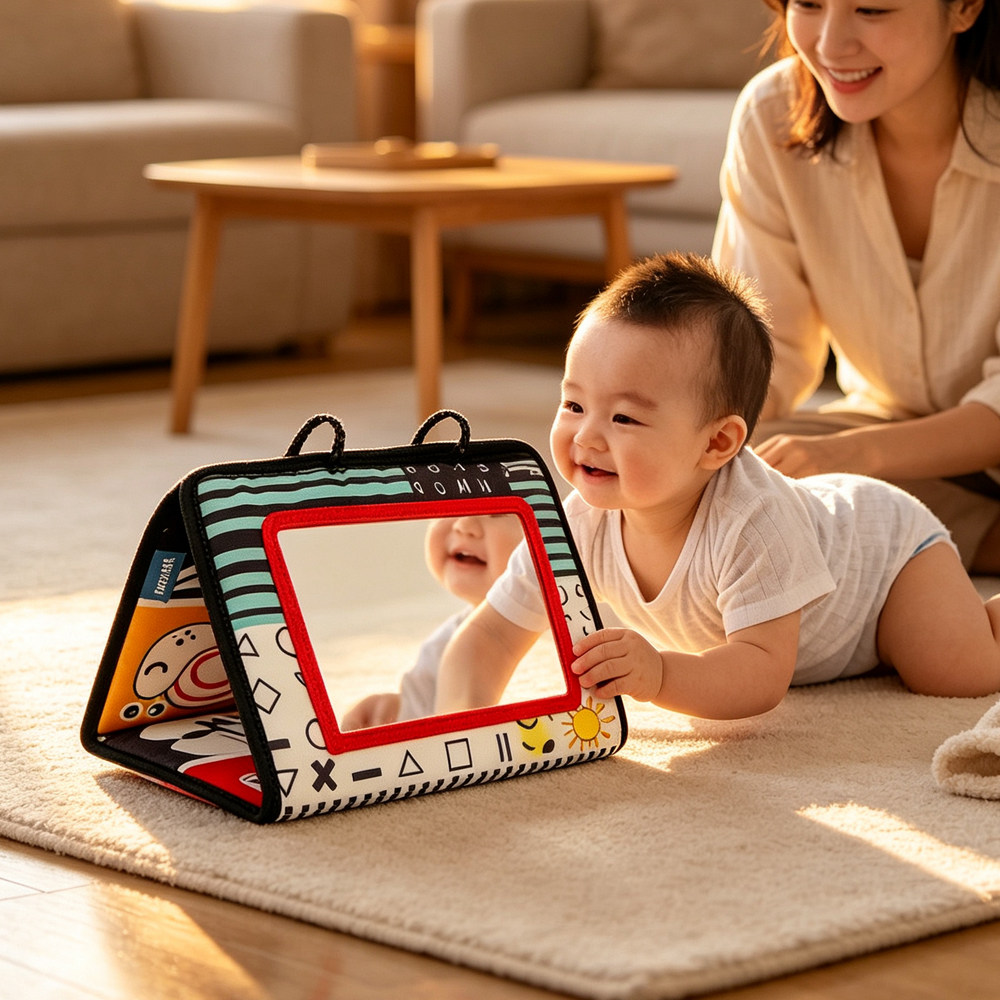 跨境Vision training 童车婴儿哈哈镜车挂玩具挂宝宝视力训练图案