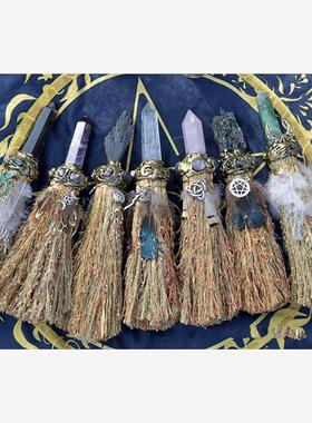 wiccan天然水晶柱子月亮