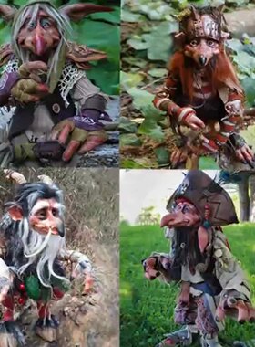 跨境万圣节树脂工艺品小矮人精灵花园桌面摆件鱼缸造景收藏把玩