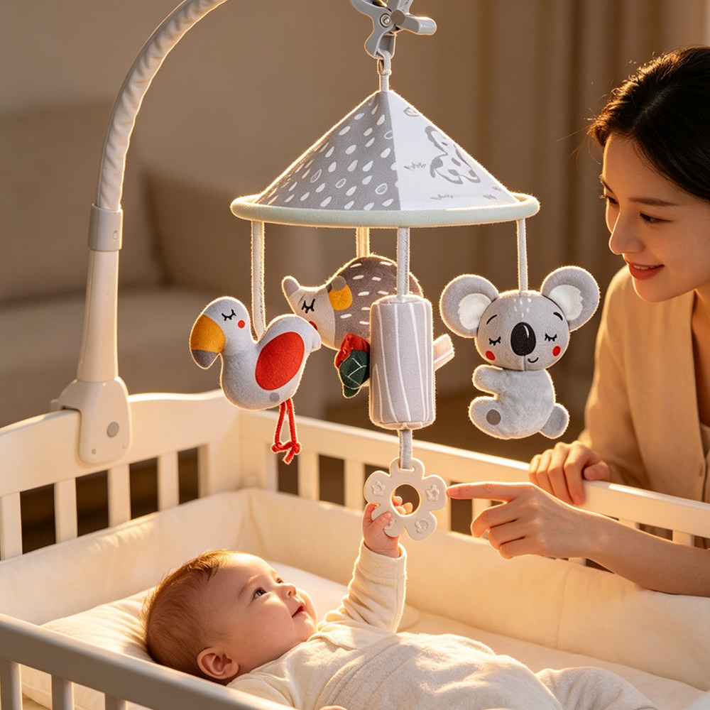 跨境soothe toy北欧风吊伞车挂 婴儿动物推车挂件安抚毛绒玩具