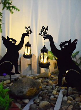 跨境新太阳能灯猫咪花园