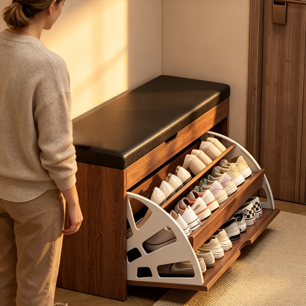 跨境Shoe cabinet鞋架入户家用门口简易鞋柜防尘收纳门外换鞋凳