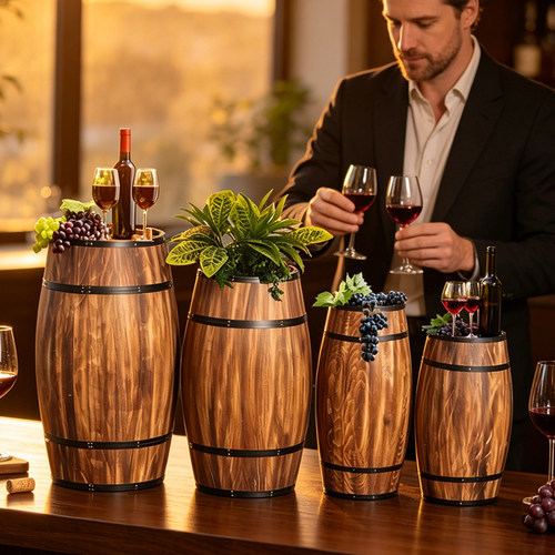 Wine barrel橡木酒桶装饰道具摆件木质制红酒 啤啤桶葡萄酒桶酒吧
