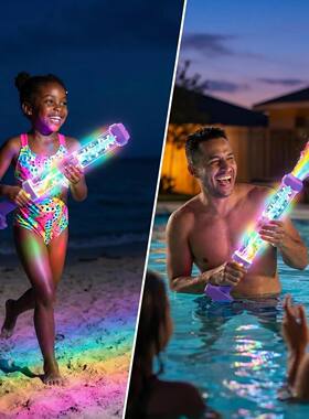 跨境Glowing Rainbow LED Water Blaster炫彩霓虹LED喷水枪三个装