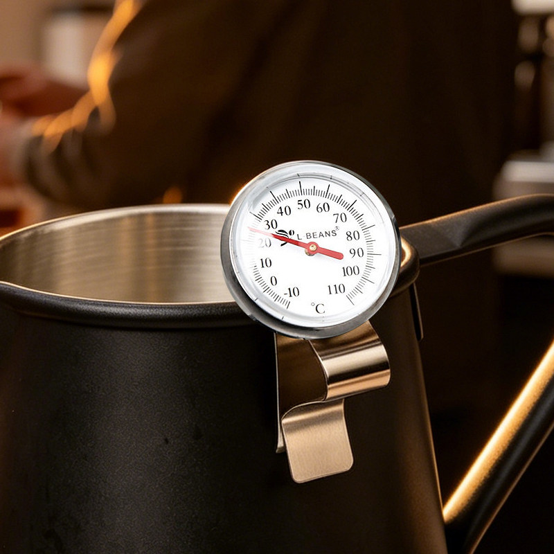 跨境Coffee thermometer可挂式咖啡温度计打奶泡拉花圆盘指针显示