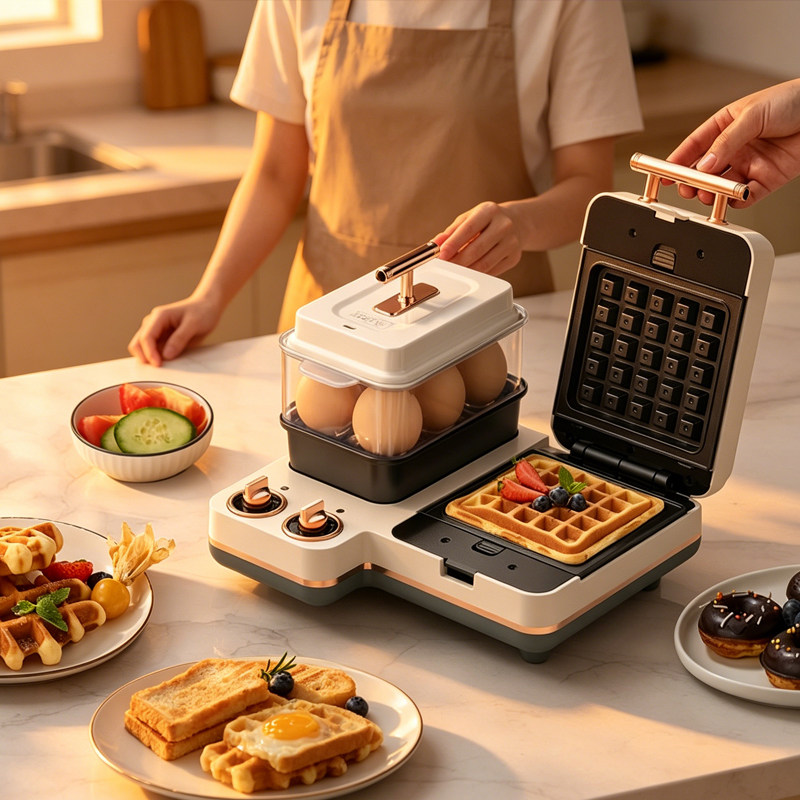 Breakfast maker多功能早餐机三明治机三合一烤面包机煮蛋一体机