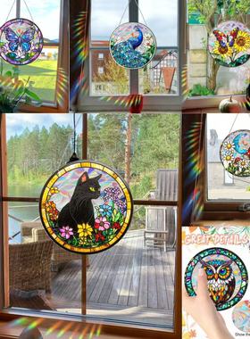 XCTYU001-024阳光捕手炫彩亚克力挂牌彩虹挂饰玻璃橱窗装饰挂件