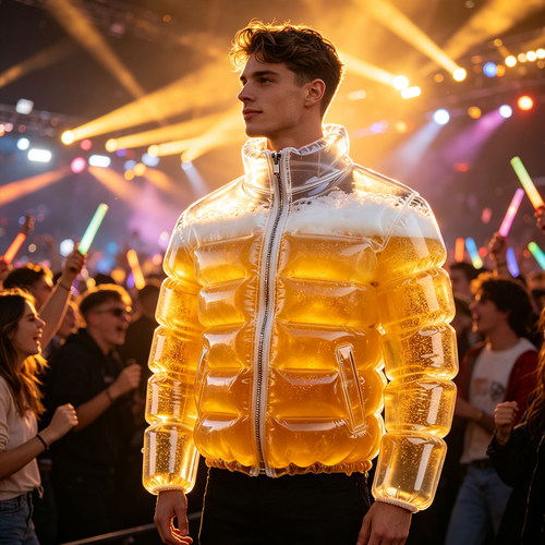 跨境Transparent Beer-Filled Jacket for Pools啤酒夹克透明衣服