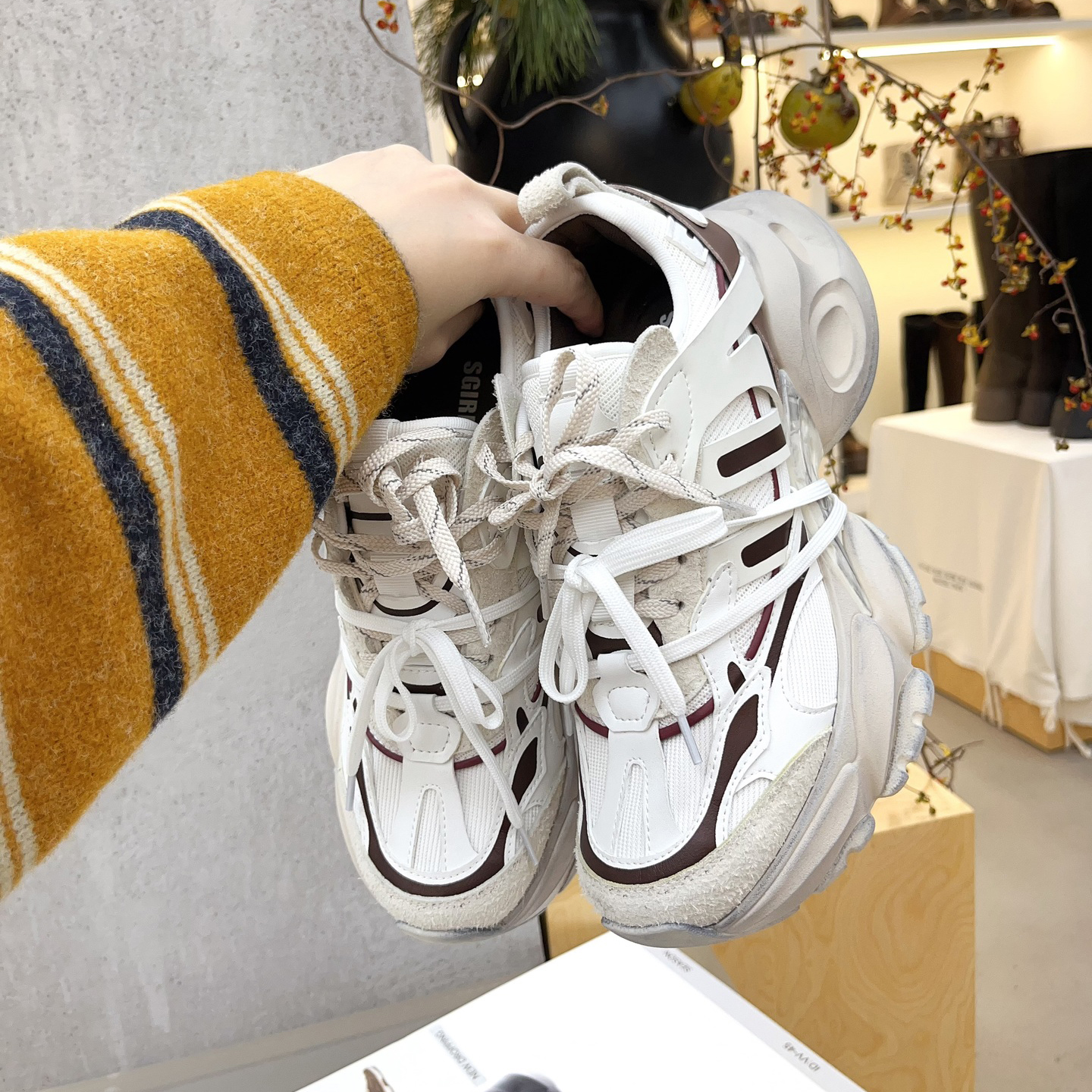 复古擦色厚底增高脏脏老爹鞋女