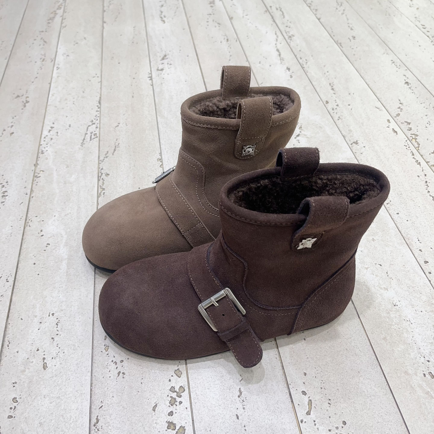 复古风皮带扣保暖西部靴