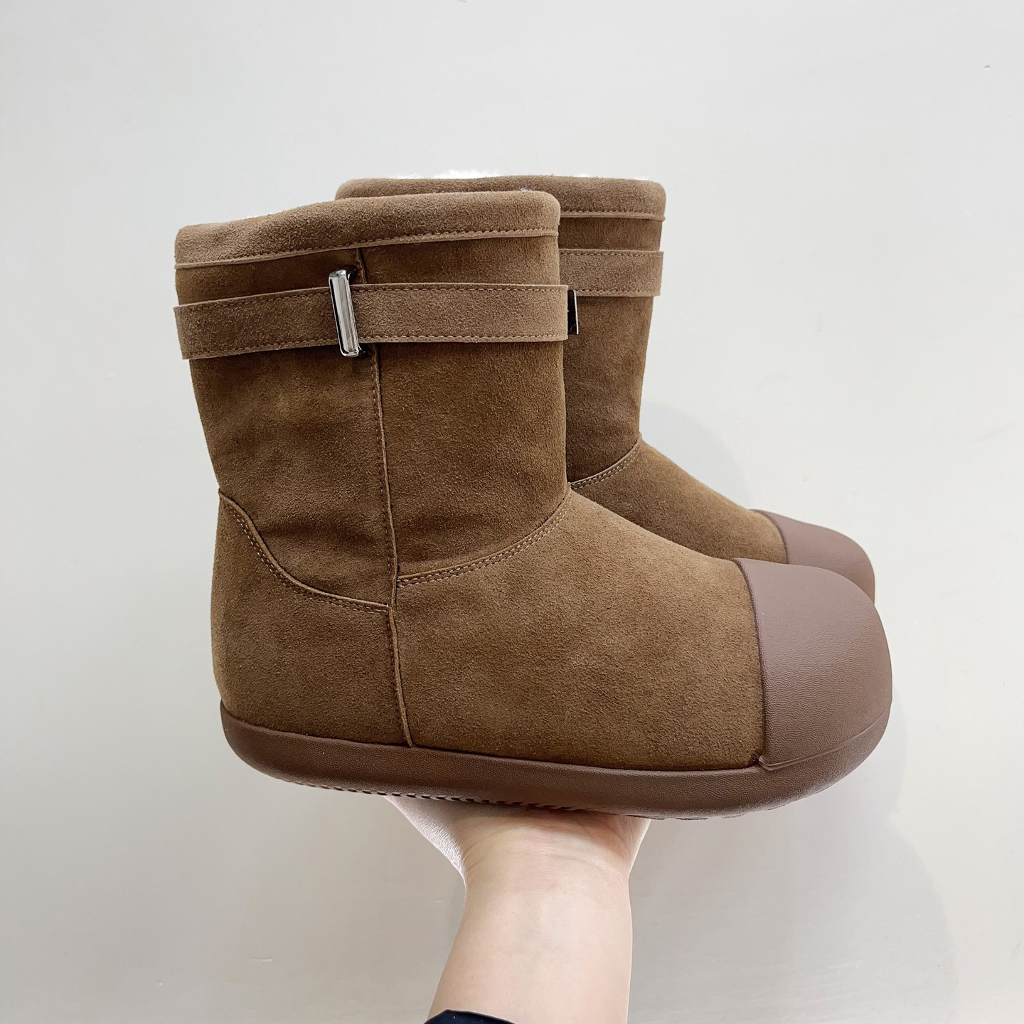 复古皮带扣雪地靴加绒保暖