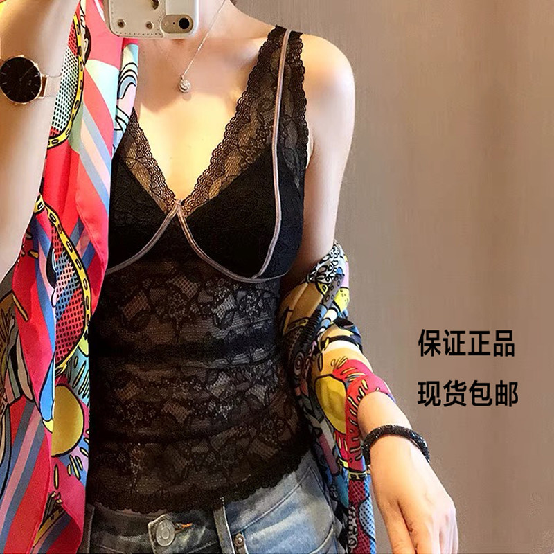 蕾丝背心打底内搭聚拢性感修身无钢圈文胸一体式内衣蕾丝美背女