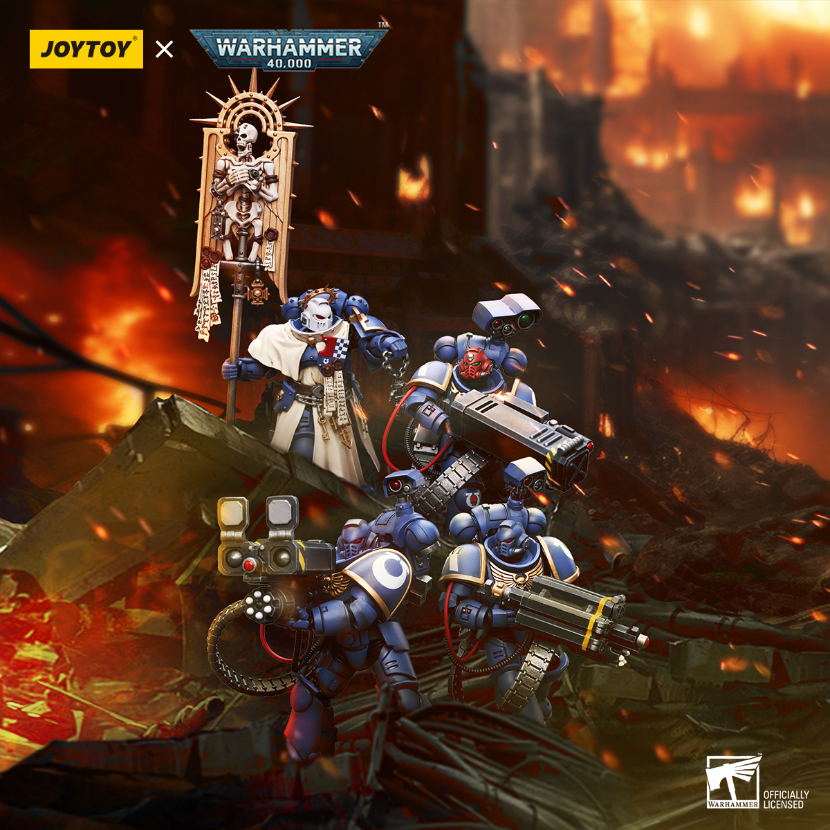 现货JOYTOY暗源战锤40K极限战士寂灭战士和剑卫旗手1：18可动兵人