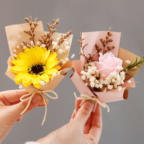 伴手礼手工精致小花束迷你mini干花玫瑰永生花教师节礼物diy装饰