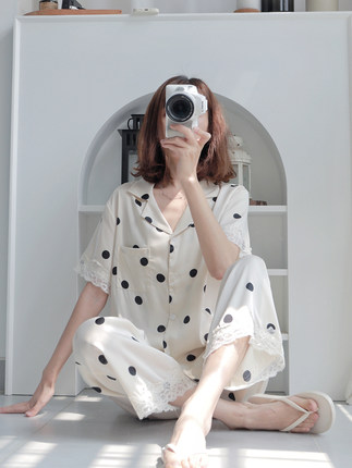 2025新款桑蚕丝睡衣女夏季薄款短袖长裤真丝高级感家居服三件套装