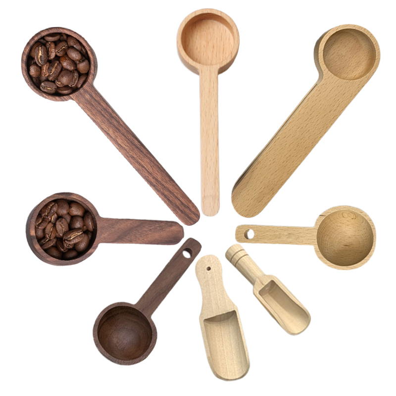 长柄计量勺短克数榉木取粉8g10g