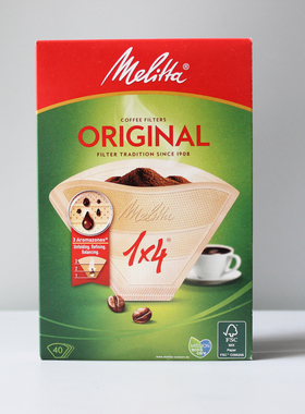 Melitta美乐家咖啡滤纸滴漏式咖啡机醇香过滤纸8-12杯用白色1x4号