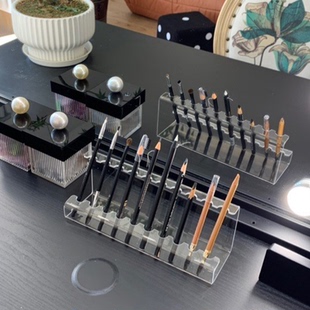 眉笔眼线笔化妆刷展示架亚克力钢笔圆珠笔笔架透明陈列架纹绣笔架