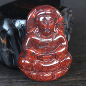 正品 项链本命佛饰品玉挂件 天然桂林鸡血玉鸡血石吊坠观音佛像男款