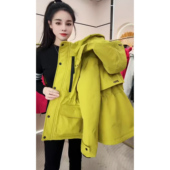百搭外套 显瘦时尚 色验休闲二棉风衣连帽中长款 风衣女加厚保暖修身